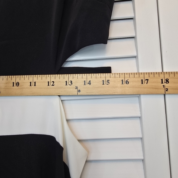 GRACIA Cutout Maxi Dress Bold Stripe Hi-Low Hem B&W Sz Large Gown Mod Minimalist - Picture 11 of 16